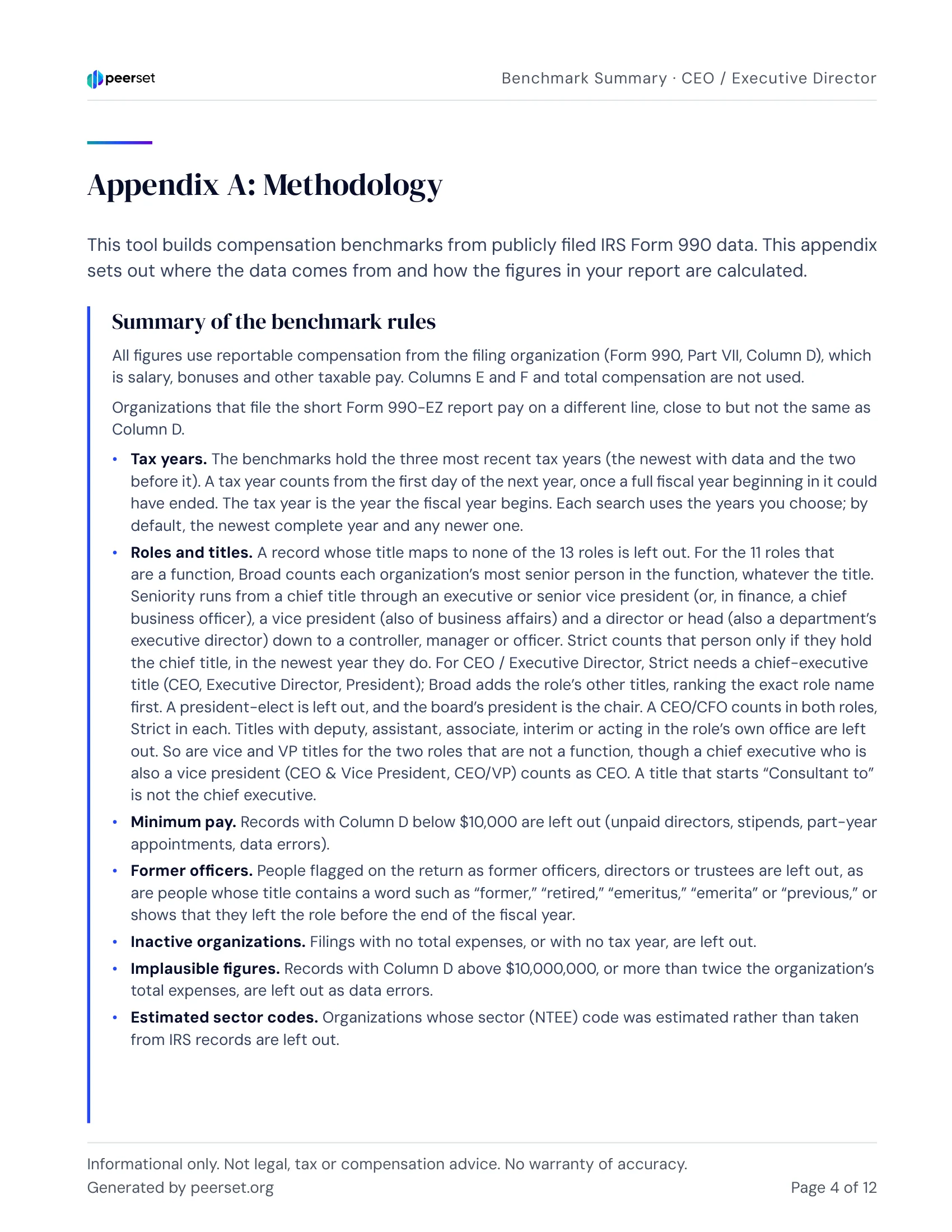 Report page: Appendix A: Methodology